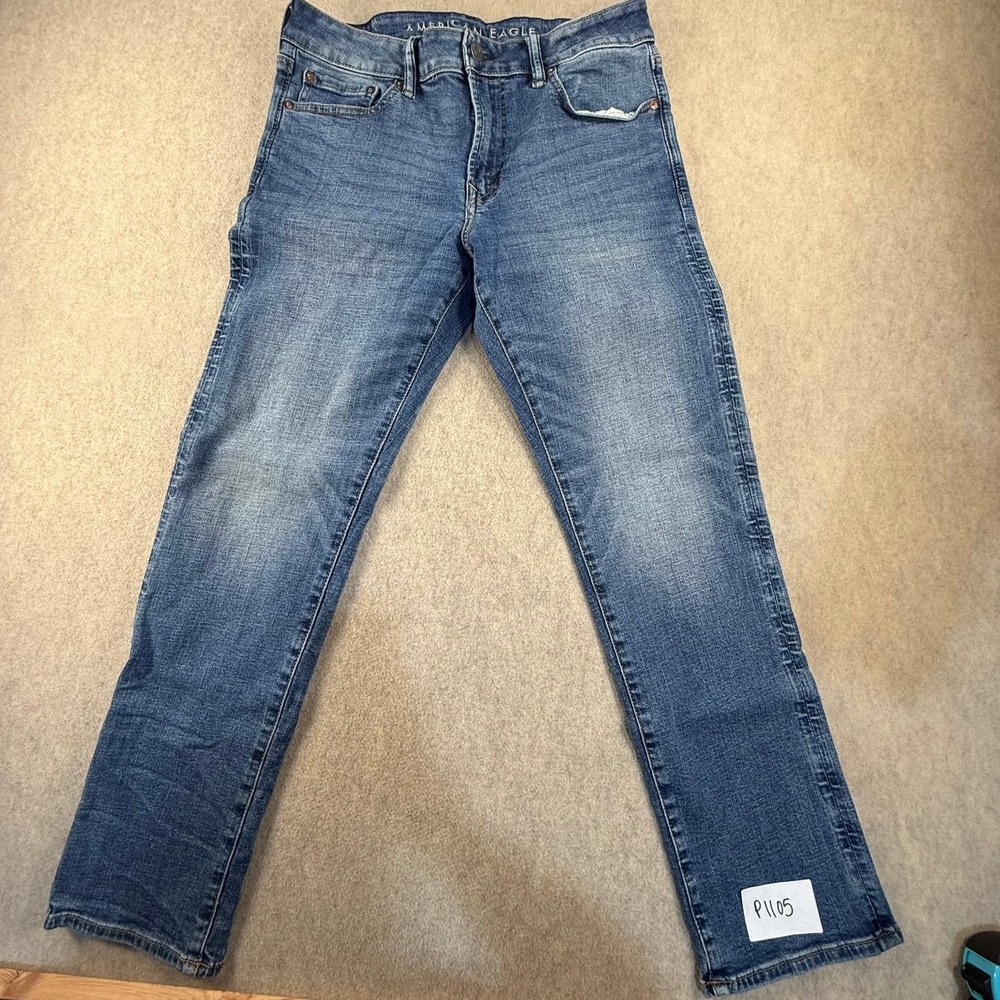 American Eagle Airflex+ Slim Straight Jeans Mens 33x30 Blue Denim Medium Wash